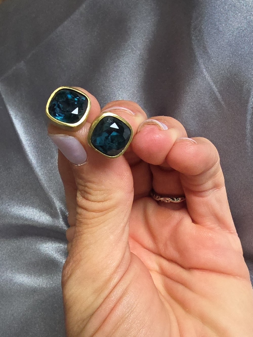 Heidi Daus Vintage Teal Stone Goldtone Earrings